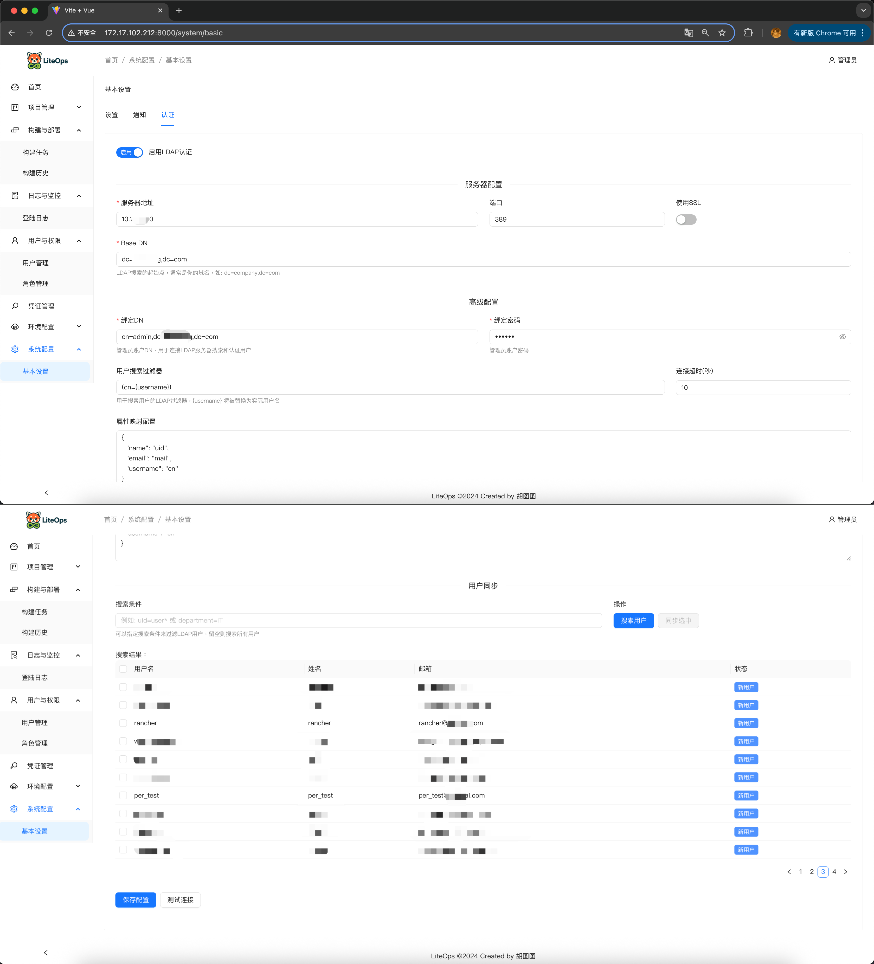 LDAP settings
